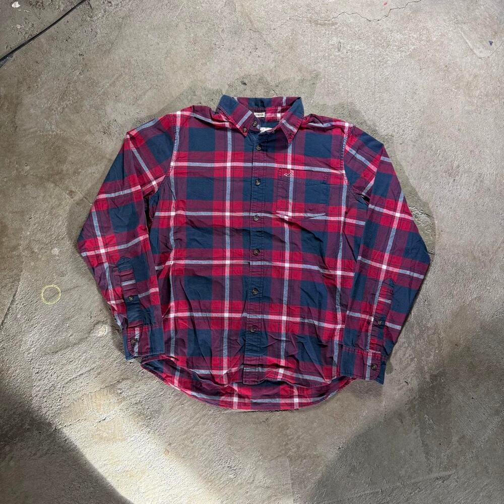 Y2K Hollister Co. Red, Blue, and White Plaid Button Up Shirt
